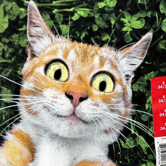 Snapcat Orange Cat Selfie Graphic Short Sleeve Black T-Shirt Men's Sz S (34/36) - Picture 5 of 12